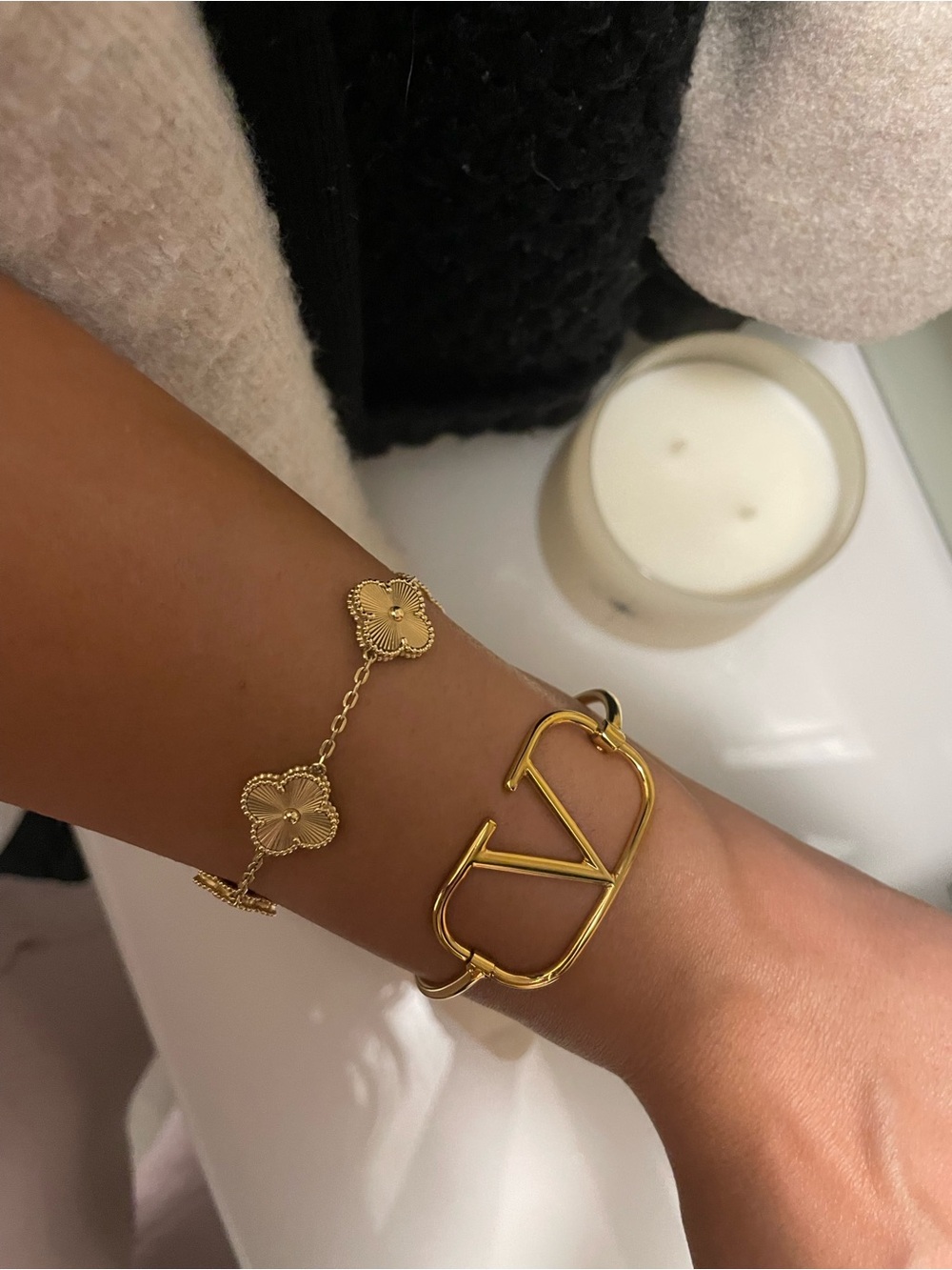 Valentino Gold Logo Cuff Bracelet
